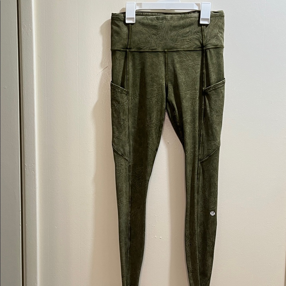 Lululemon Leggings “Fast & Free” high rise Ice Wash Moss Green (6)